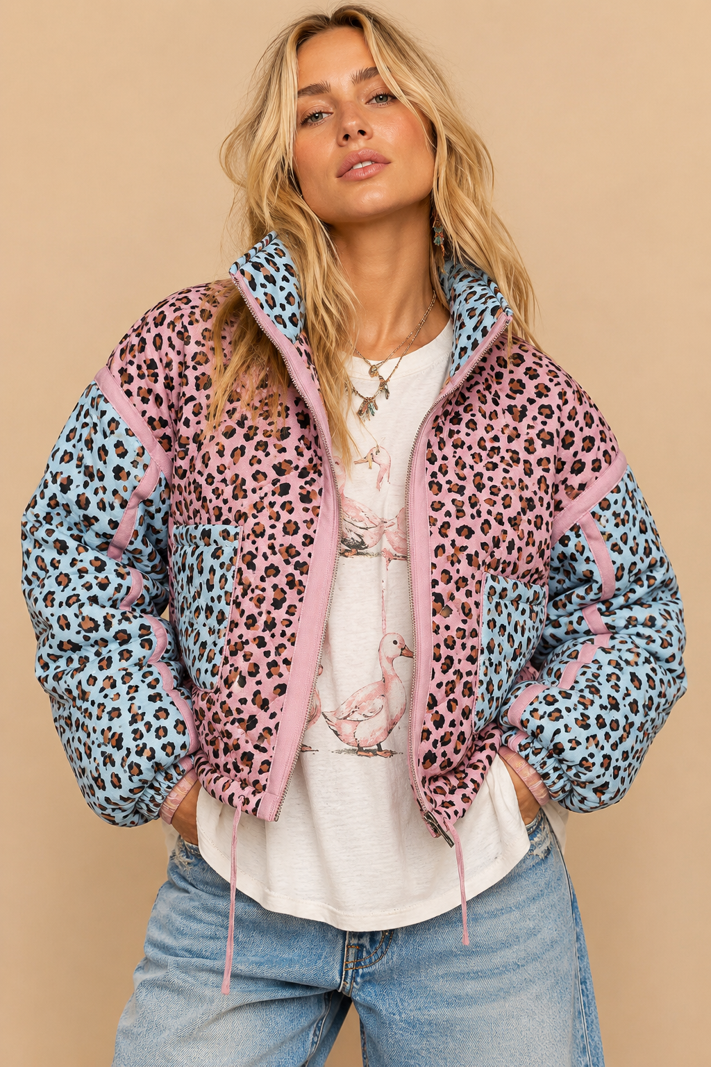The Wild Side Colorblock Puffer Jacket