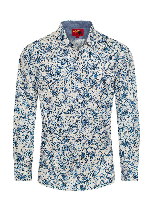 Men's Western Pearl Snap Print Shirt - PS100L-1079