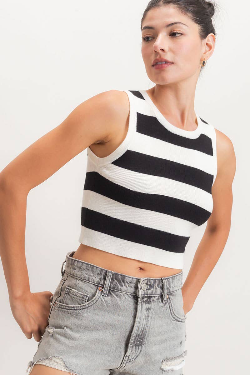 Striped Crop Tank Knit Top