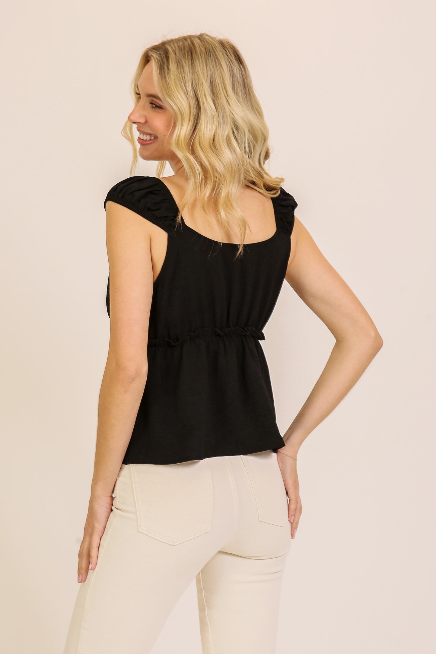 Ruched Strap Surplice Airflow Top *3colors