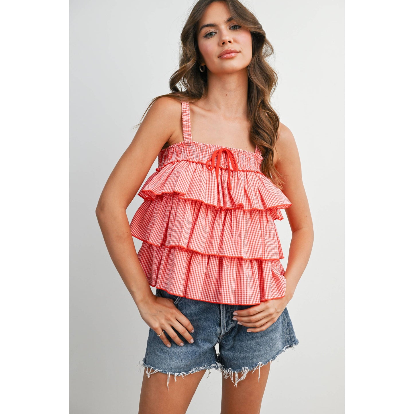 Ruffled Checkered Cami - BMT8395