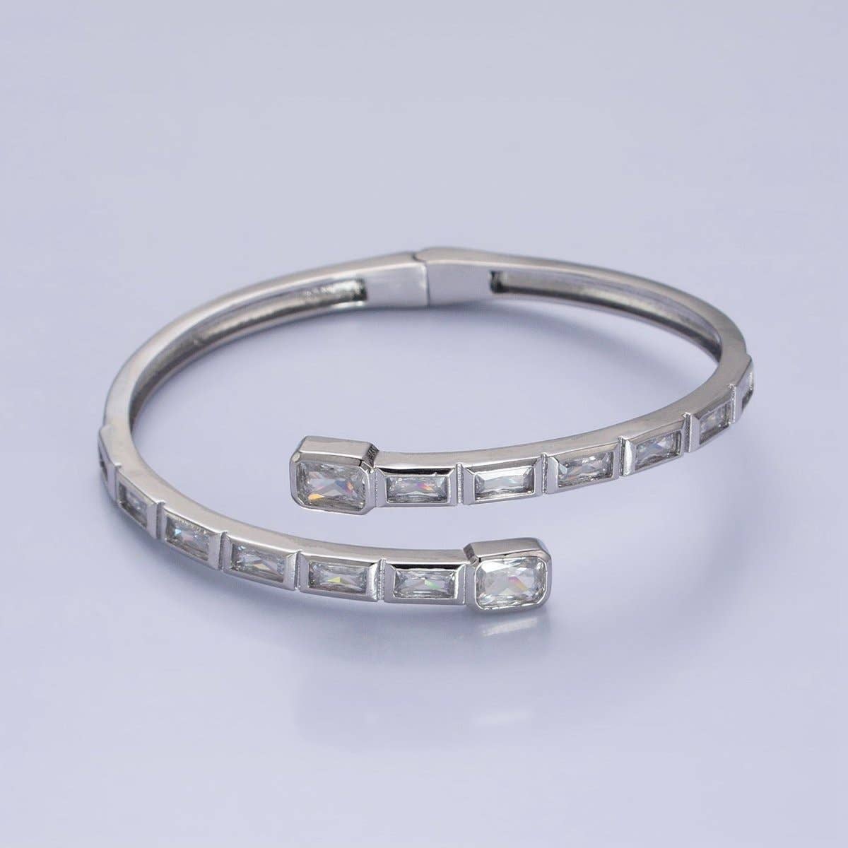 Gold Wrist Bangle Emerald Cut Cz Bangle Bracelet Silver Bracelet Blue Sapphire, Emerald Green, Clear CZ | WA-1687 to WA-1691 Clearance Pricing