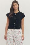 Button up short sleeve sweater top