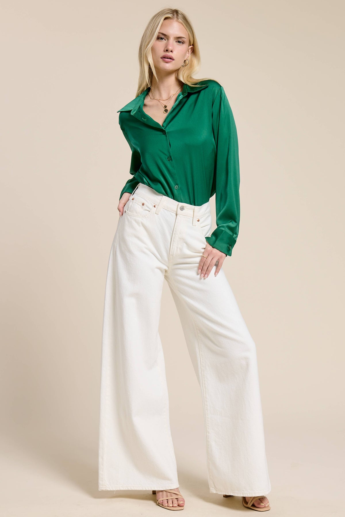 Silky Satin Button Down Shirt