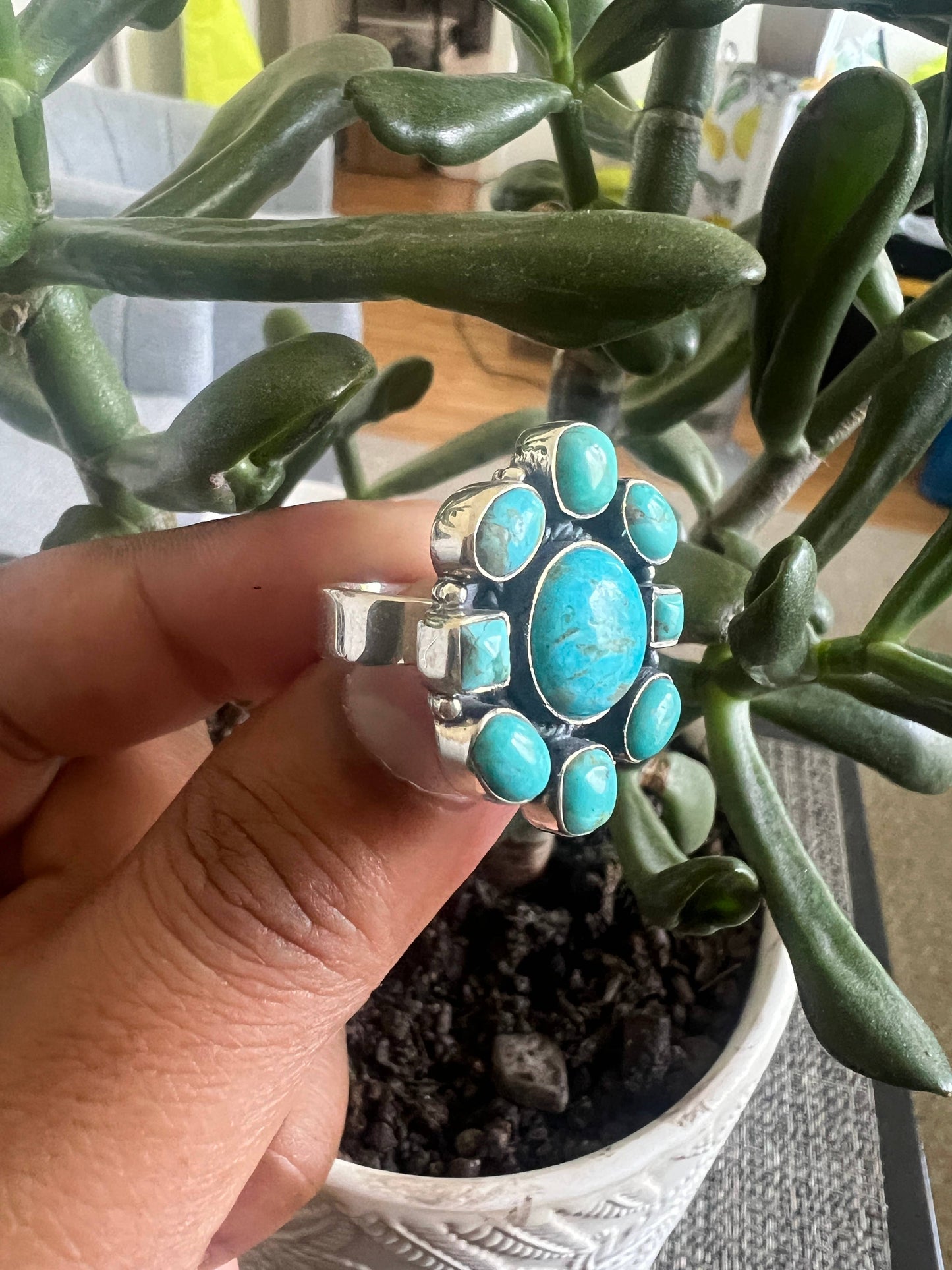 American Turquoise 925 sterling silver ring (R-132)