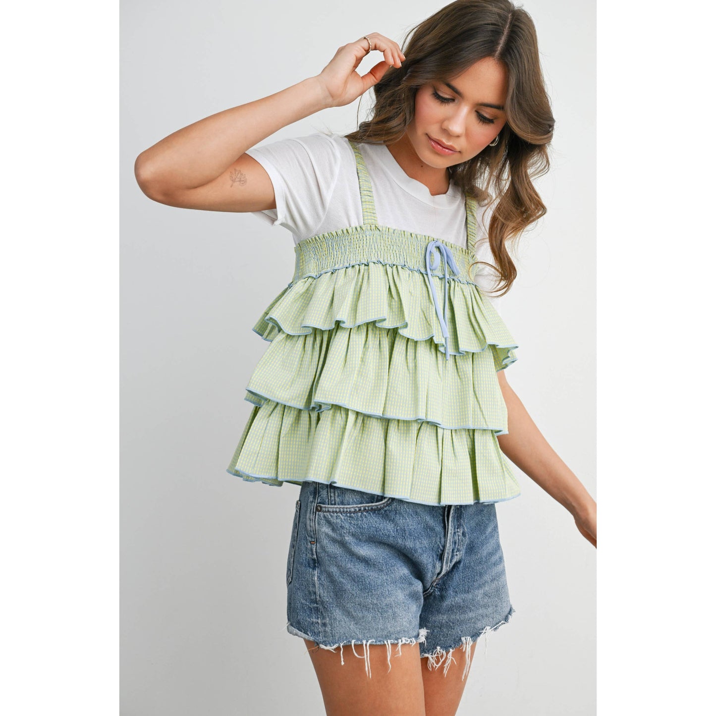 Ruffled Checkered Cami - BMT8395