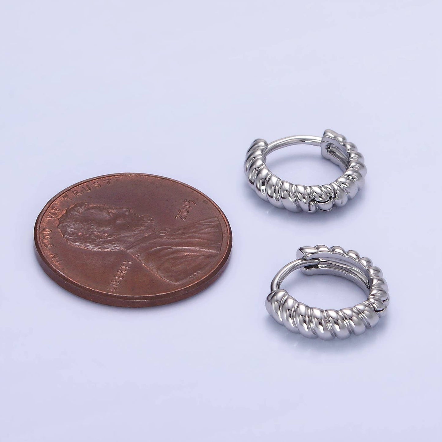 White Gold Filled 12mm Croissant Cartilage Huggie Earrings