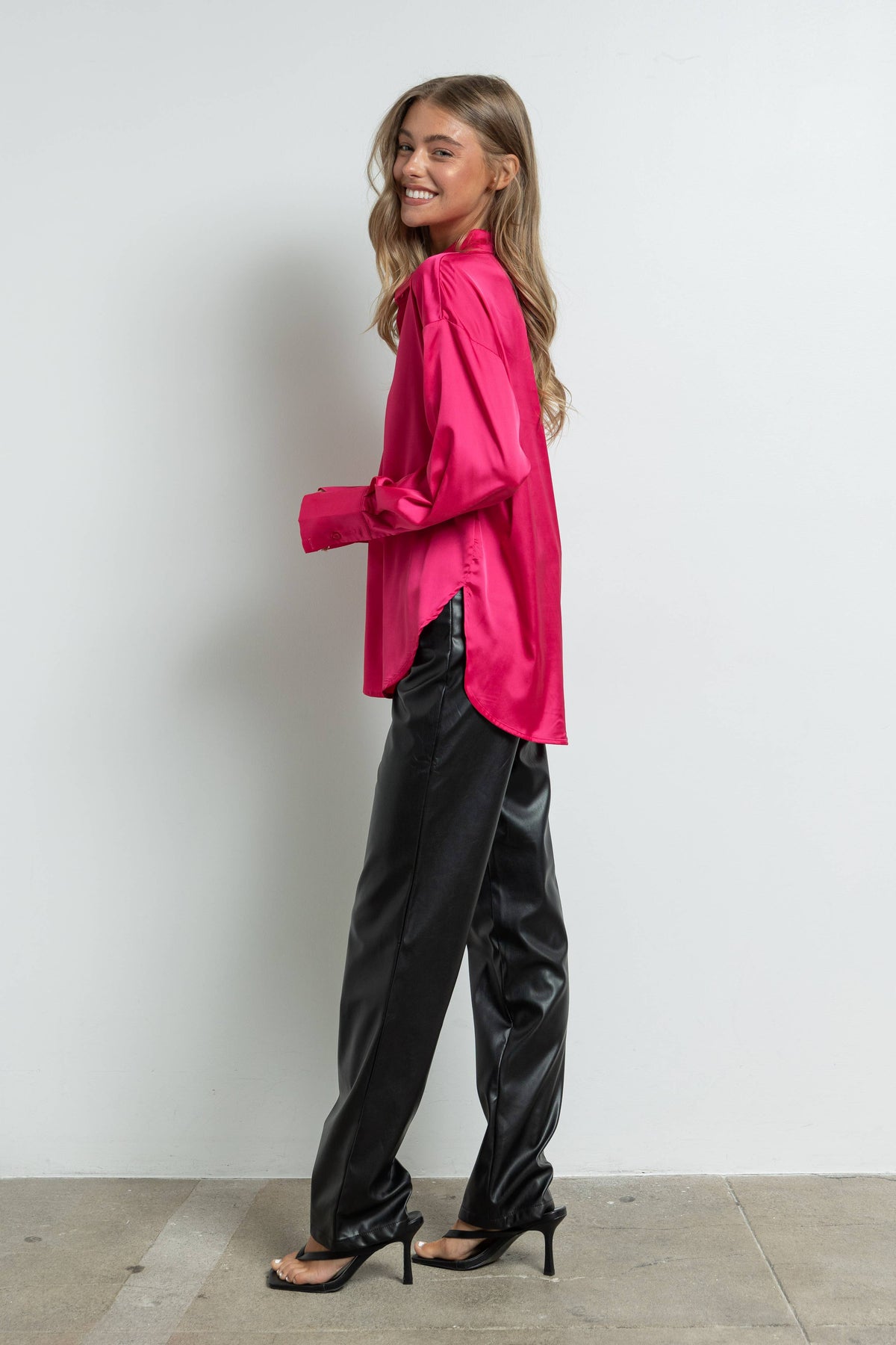 Silky Satin Button Down Shirt