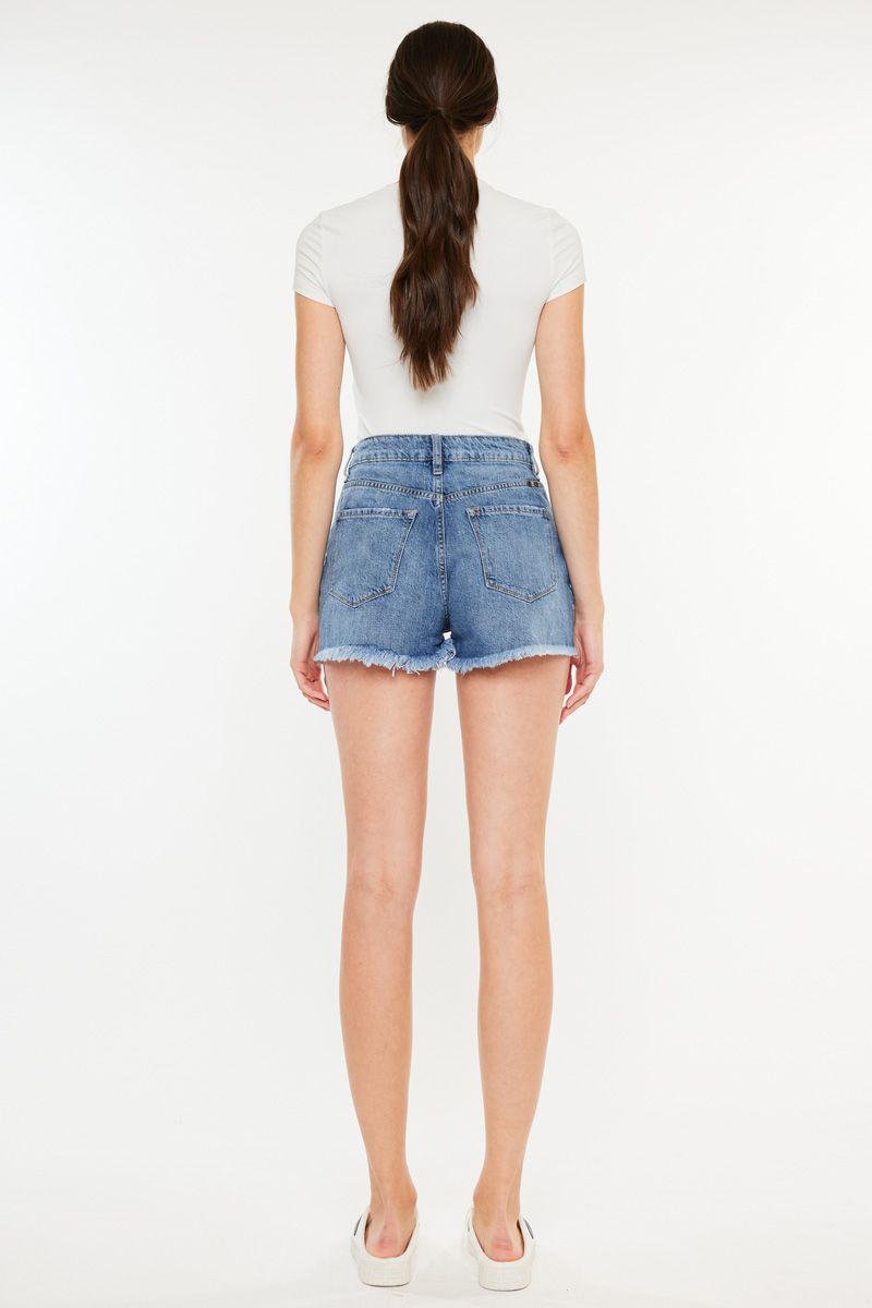 Distressed Medium Wash Jean Shorts